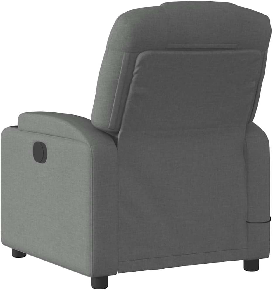 vidaXL Electric Massage Recliner Chair - Wingback, Dark Gray Fabric, Automated Reclining, Vibration, Cup Holders for Living Room Comfort