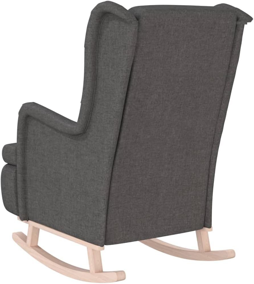 vidaXL Elegant Dark Grey Rocking Chair with Solid Rubber Wood Frame Modern Armchair for Living Room and Bedroom Relaxation Comfort Sofa Furniture