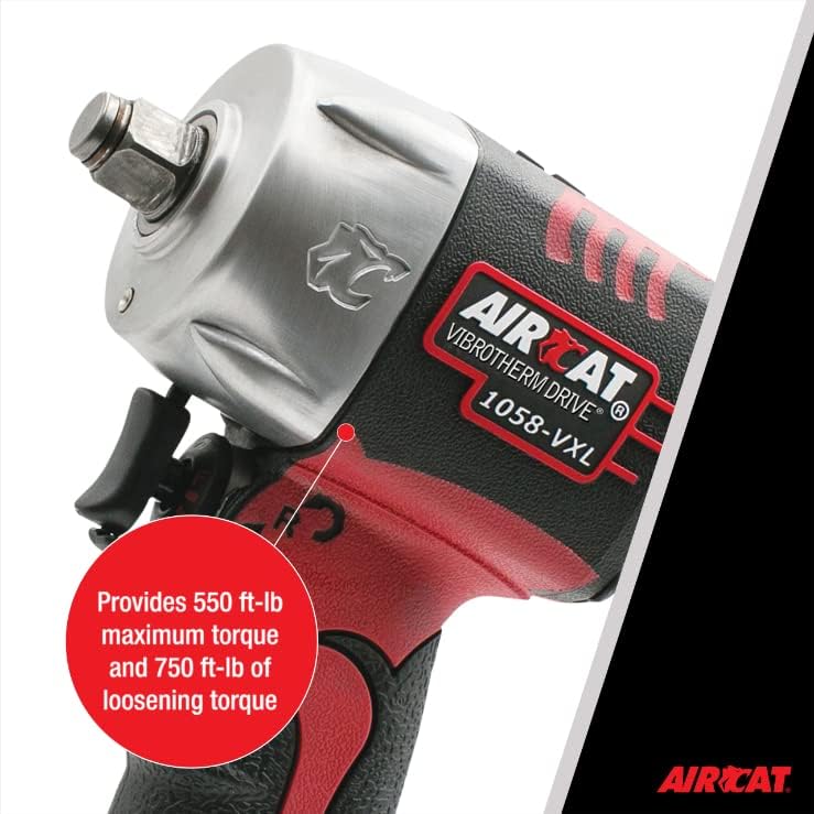 AIRCAT Pneumatic Tools 1058-VXL 1/2-Inch Vibrotherm Drive Composite Compact Impact Wrench 750 ft-lbs of Torque