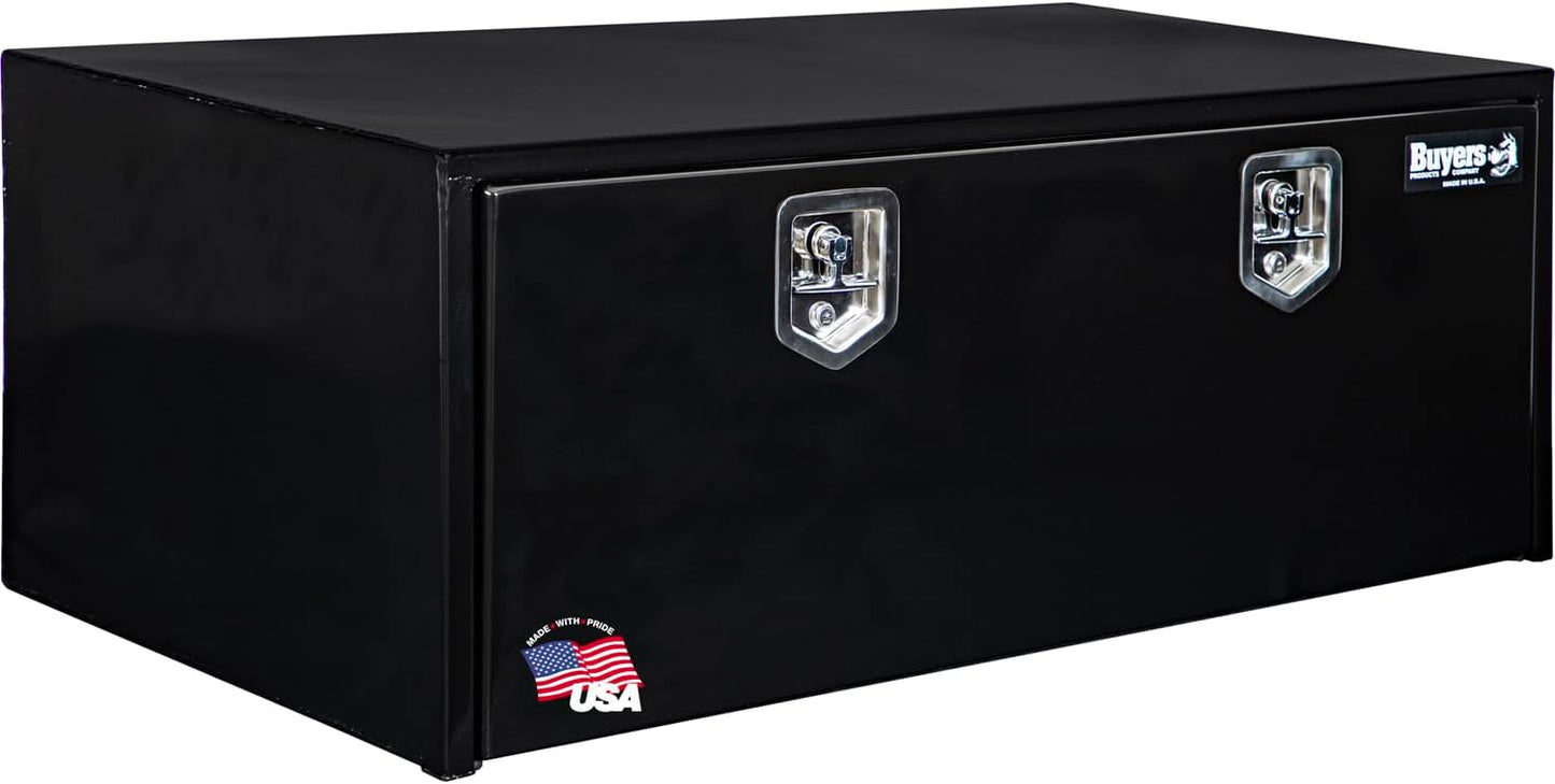 Buyers Products 1702300 Black Steel Underbody Truck Box w/ T-Handle Latch, 18x18x24 Inch, Contractor Toolbox For Organization And Storage, Job Tool Chest