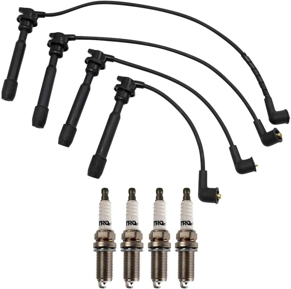 TRQ Ignition Kit Spark Plugs Wire Set Compatible with 2011-2019 Ford Fiesta