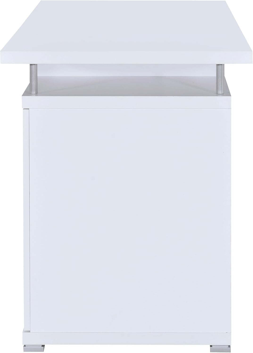 Coaster Home Furnishings Tracy Modern Contemporary 55-Inch 2-Drawer Home Office Computer Writing Desk Study Table with File Cabinet Storage Engineered Wood Eco-Friendly Laminate White 800108