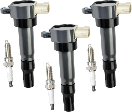 3PCS UF681 Ignition Coils With 3PCS Iridium Spark Plugs Ignition Coils Pack 1989 Compatible with 2008-2015 Smart Fortwo 1.0L L3 Replace# MN195805, 1607576780, 1832A028, A1321580003