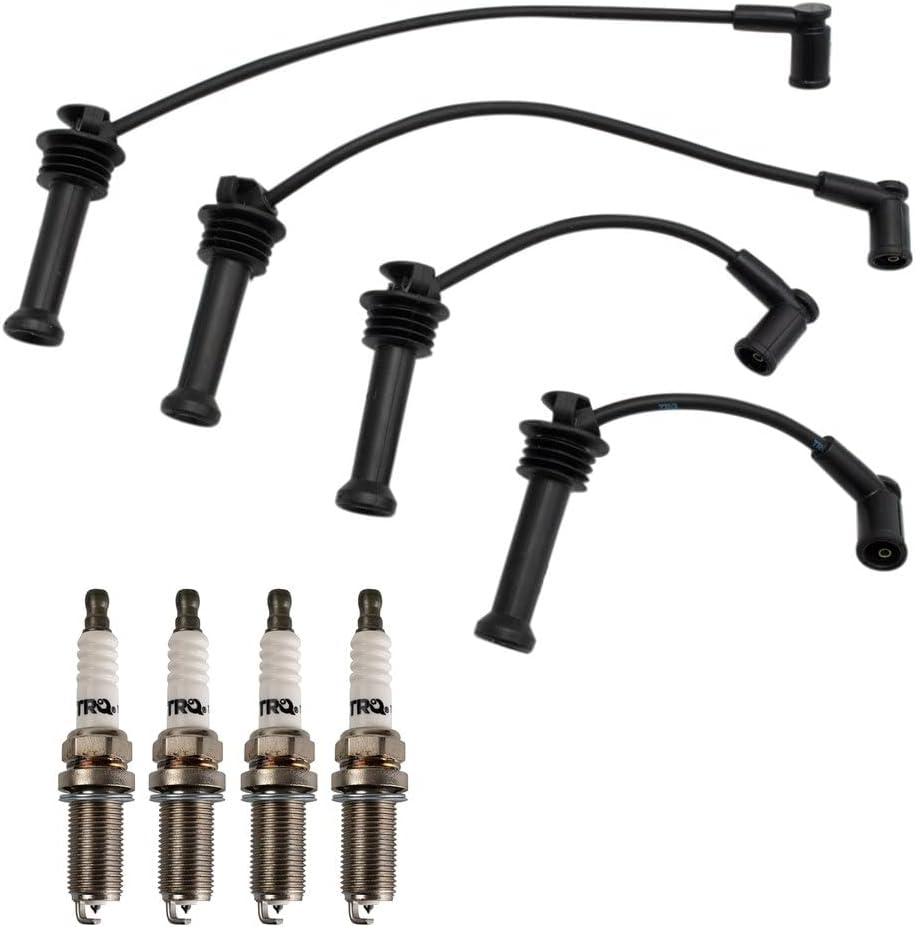 TRQ Ignition Kit Spark Plugs Wire Set Compatible with 2011-2019 Ford Fiesta