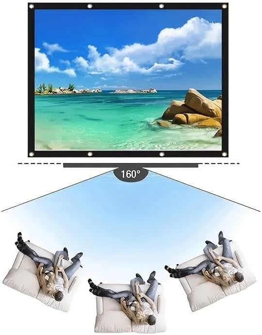ZHCHAO Adhesive Wall without Punching Screen Cinema Grade Washable Foldable Projection Screen(120 inch)