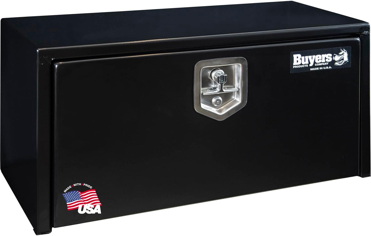 Buyers Products 1702300 Black Steel Underbody Truck Box w/ T-Handle Latch, 18x18x24 Inch, Contractor Toolbox For Organization And Storage, Job Tool Chest