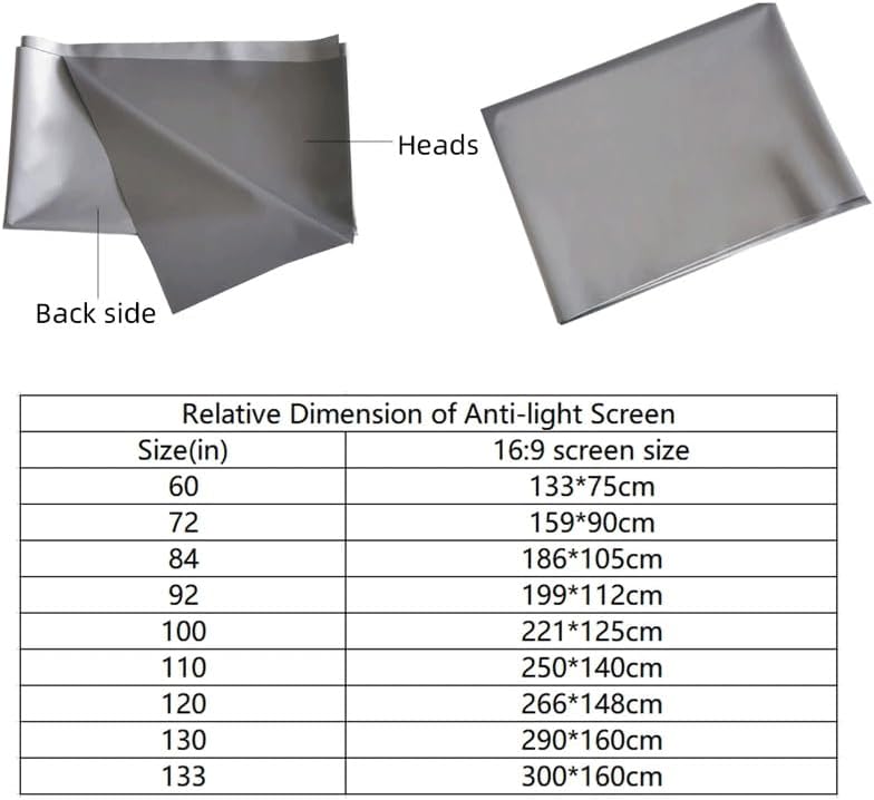 ZHCHAO Projector Screen 16:9 Foldable Anti-Light Reflective Cloth for Home Party Movie(110 inch)