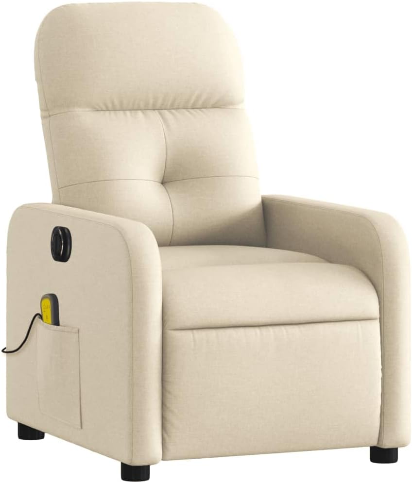 vidaXL Dark Gray Fabric Massage Recliner Chair - Manual Reclining Armchair for Elderly with Vibration Function, Side Pocket, and Comfy Cushioning for Living Room Comfort