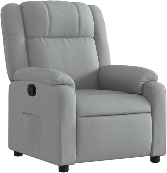 vidaXL Adjustable Wingback Recliner Chair - Light Gray Fabric, Manual Recline, Foam Padding, Lounge Armchair for Living Room, Elderly Support