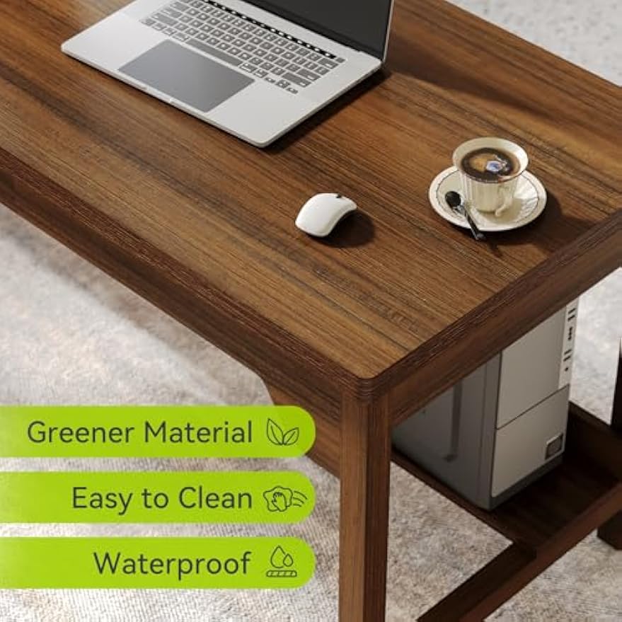 1Easylife 78.74" Extra Long Two-Person Desk, Computer Desk for 2 People, Large Double Desks with Storage Shelf, Writing Study Table Business Workstation for Home Office, Walnut