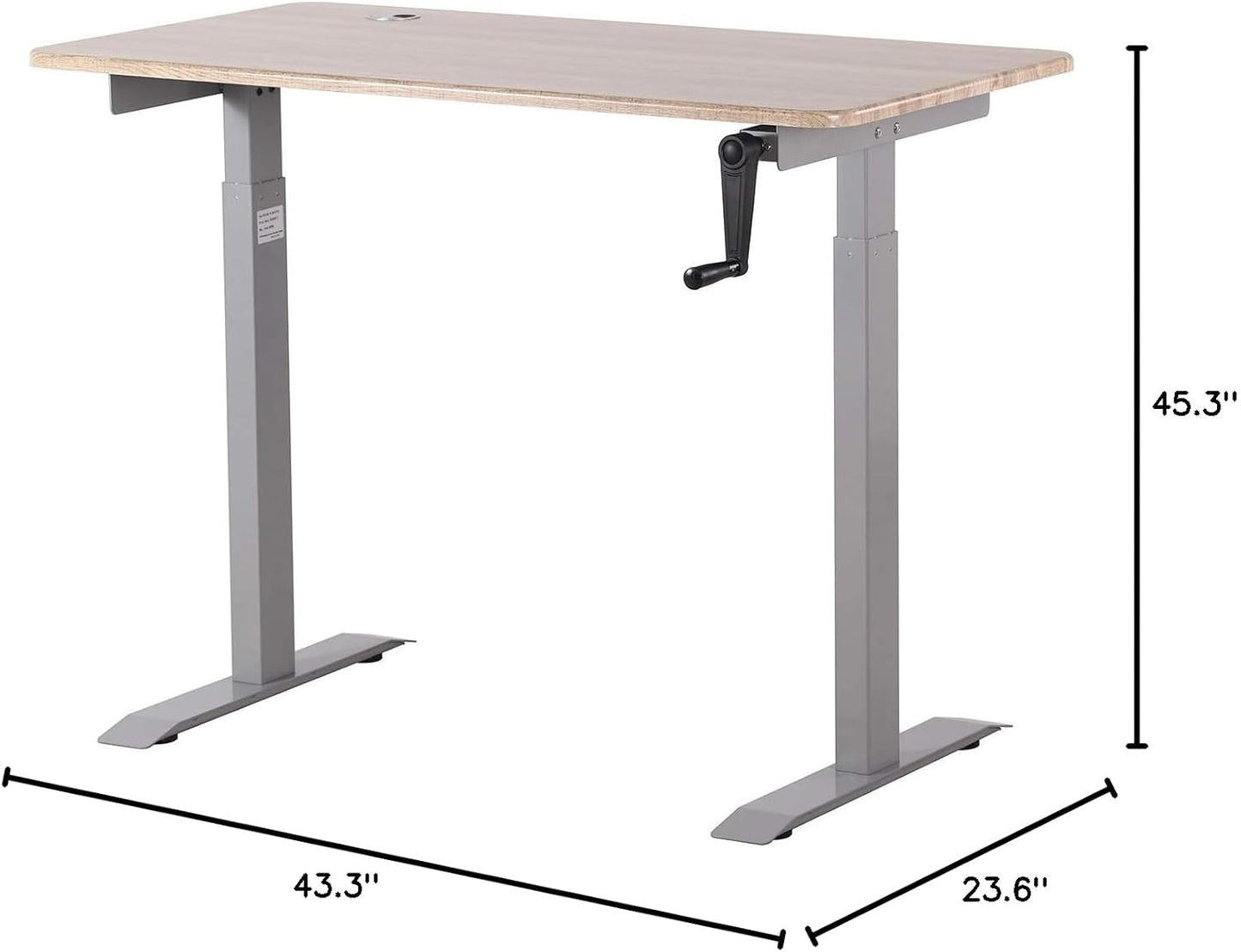 UNICOO - Crank Adjustable Height Standing Desk, Adjustable Sit to Stand up Desk,Home Office Table, Computer Table (Antique Oak Top/Grey Frame - NTCSET-01-AOG)