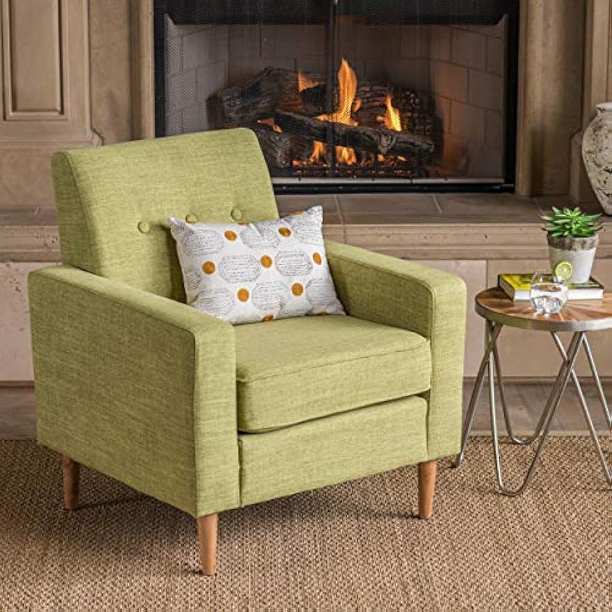 Christopher Knight Home Sawyer Mid-Century Modern Fabric Club Chair, Muted Green / Natural