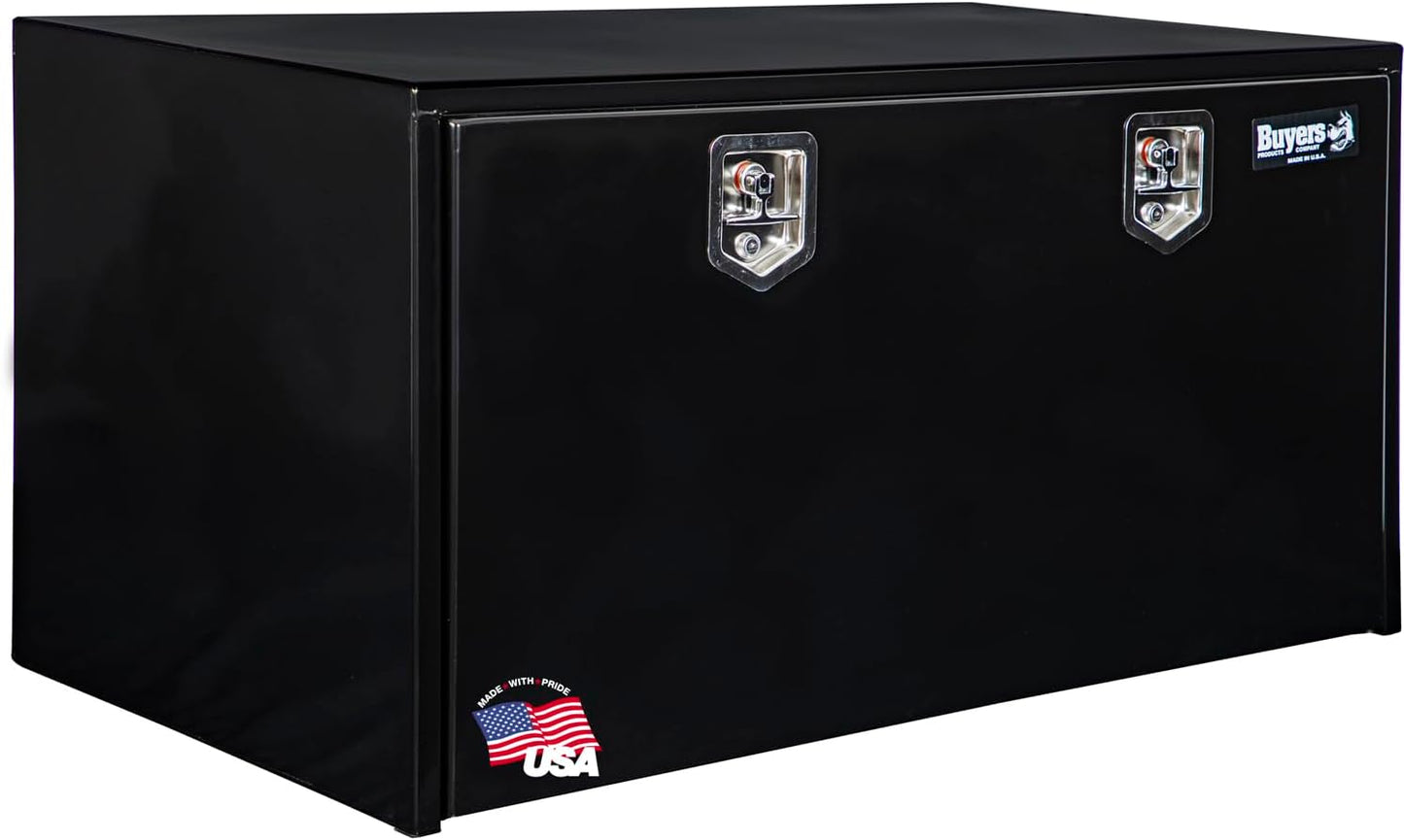 Buyers Products 1702300 Black Steel Underbody Truck Box w/ T-Handle Latch, 18x18x24 Inch, Contractor Toolbox For Organization And Storage, Job Tool Chest