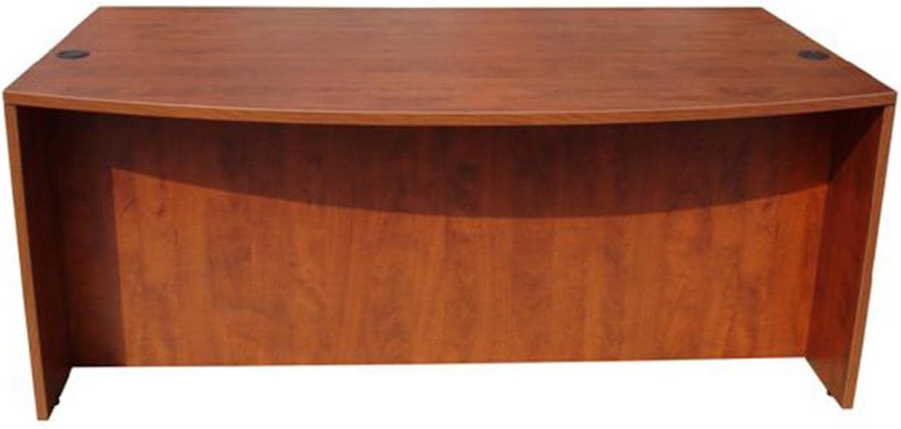 Boss Office Products Bow Front Desk Shell in Mahogany