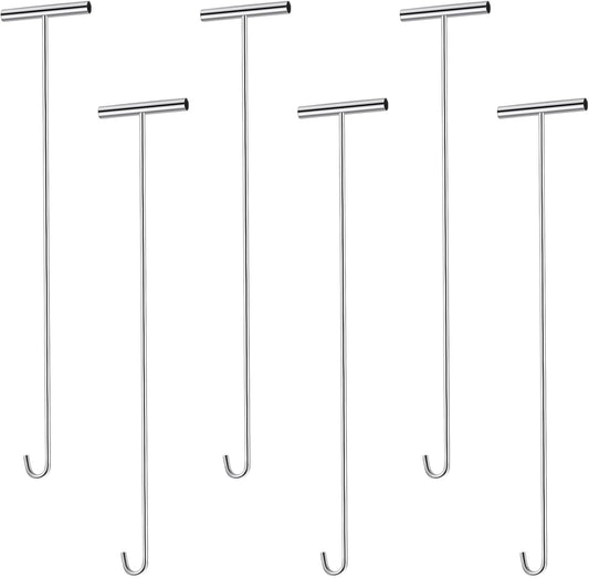 Zonon 6 Pack 31" 5th Wheel Pin Puller Solid Steel Chrome Plated Fifth Wheel Pin Puller Heavy Duty Portable Type Lifting Hooks for Pulling Storm Drain Manhole Covers, J Hook