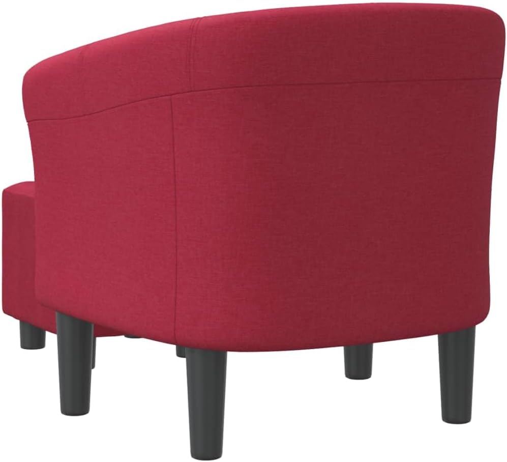 Tub Chair with Footstool Wine Red Fabric,Exquisite Tub Chair with Footstool for Comfort and Style in Any Room Living Room Chairs