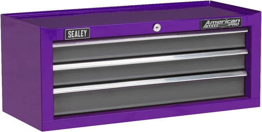 Sealey Mid-Box Tool Chest 3 Drawer with Ball-Bearing Slides - Purple/Grey - AP22309BBCP