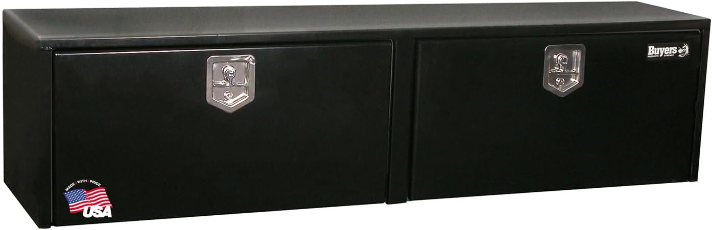 Buyers Products 1702300 Black Steel Underbody Truck Box w/ T-Handle Latch, 18x18x24 Inch, Contractor Toolbox For Organization And Storage, Job Tool Chest