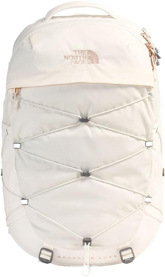 THE NORTH FACE Women's Borealis Luxe Commuter Laptop Backpack, Gardenia White/Burnt Coral Metallic, One Size