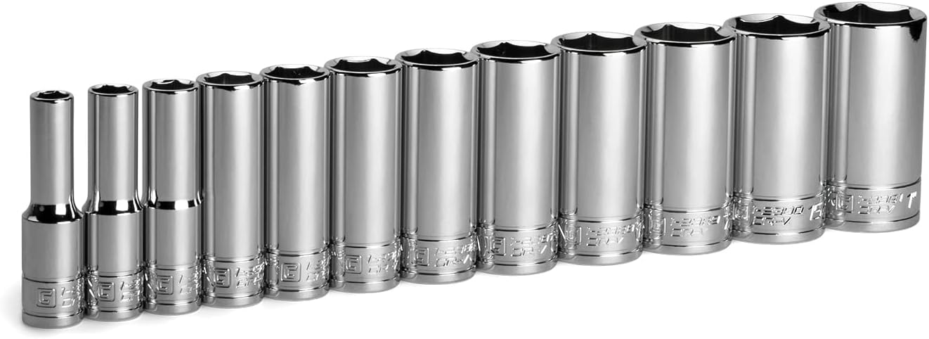 Capri Tools 3/8 in. Drive Shallow and Deep Chrome Socket Set, 6-Point, 8 to 22 mm, 30-Piece