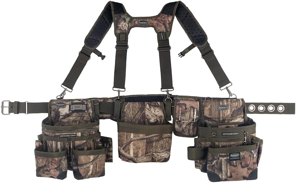 Bucket Boss 3 Bag Tool Bag Set with Suspenders in Mossy Oak Camo, 55185-MOSC