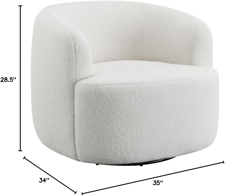 Coaster Home Furnishings - Hudson - Wood - Upholstered Swivel Accent Chair with Barrel-Like Design and Hidden Swivel Mechanism - Living Room - Ivory - 905726