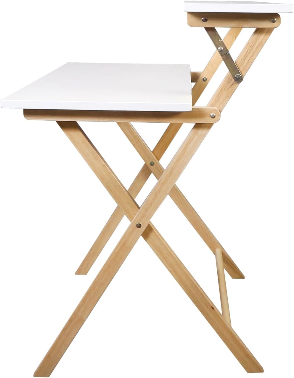 Casual Home 100% Solid Wood 2-Tier Folding 28" W Laptop Working Computer Desk, No Assembly Required