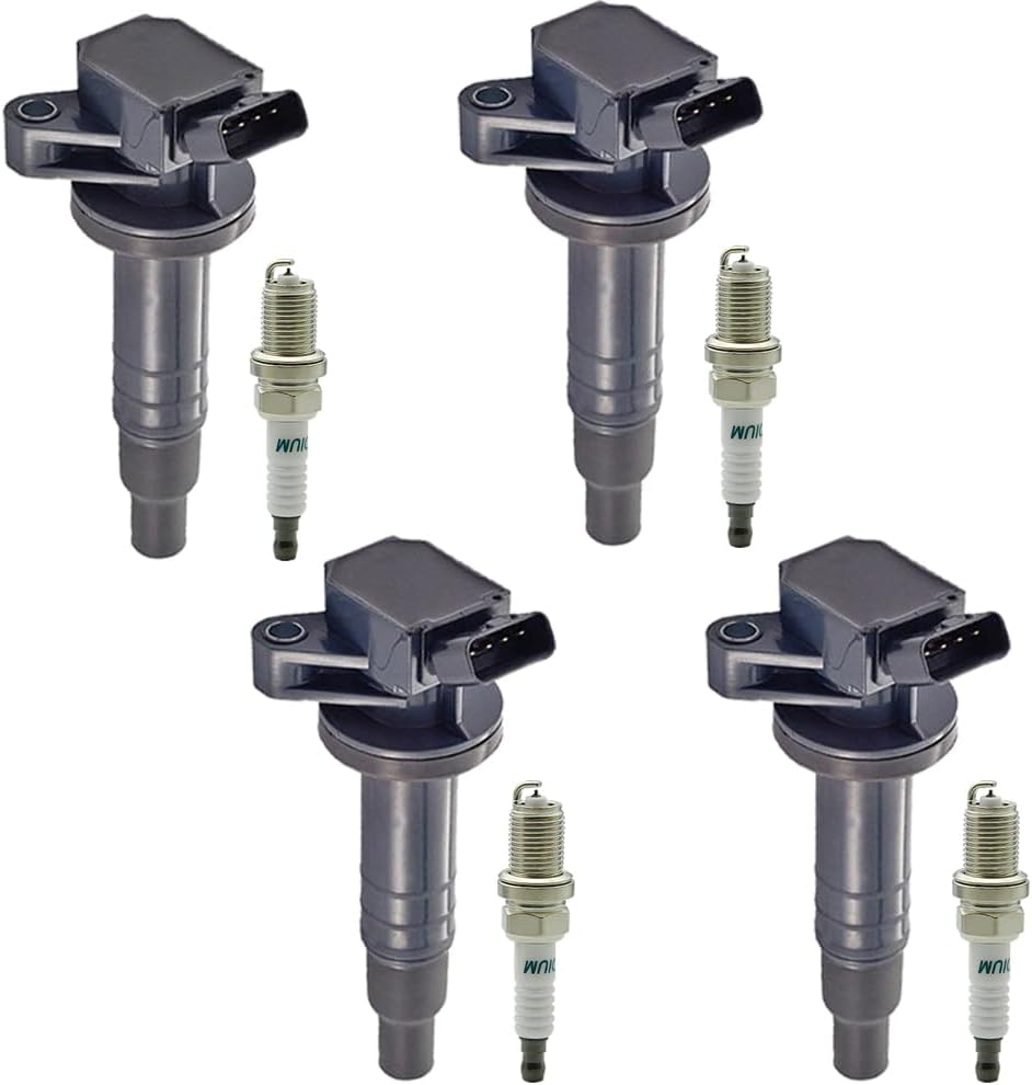 Set of 4 UF247 Ignition Coil & 4503 Iridium Spark Plug Compatible with 2000-2008 Toyota Corolla Chevrolet Prizm Pontiac Vibe Celica MR2 Matrix C1249 9091902239 5C1074 1.8 L4