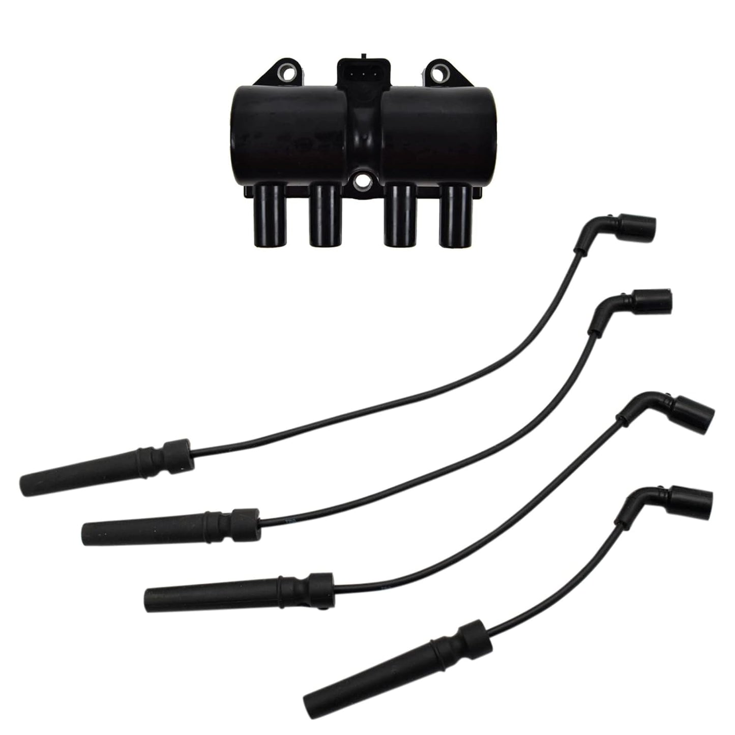 TRQ Ignition Kit Ignition Coil Spark Plugs Wire Set Compatible with 2003-2004 Ford Focus
