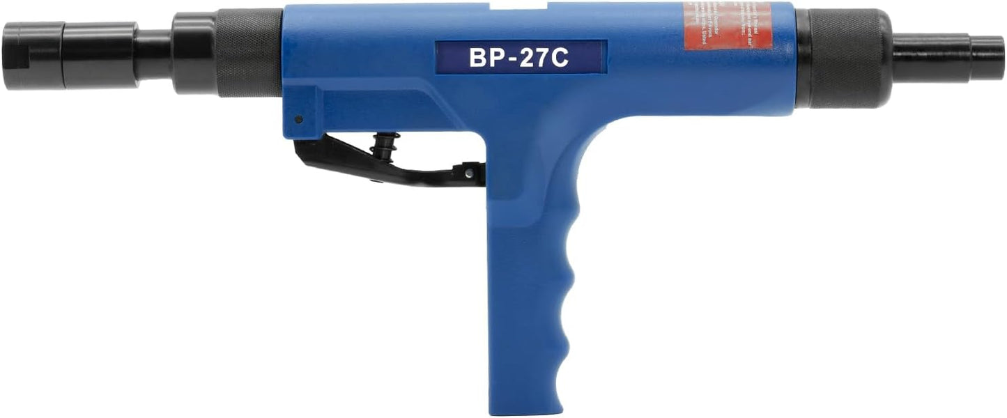 BluePoint Fasteners .27 Caliber Strip Semi-Automatic Feeding Low-Velocity Powder Actuated Ceiling Tool – Model BP-27C. Efficient and precise fastening for overhead applications.