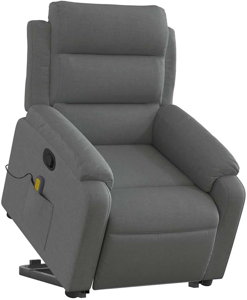 vidaXL Electric Massage Recliner Chair with Power Lift and Recline for Elderly - Black Fabric Lounge Seating with Side Pocket, Vibration Massage - Living Room, Bedroom Armchair