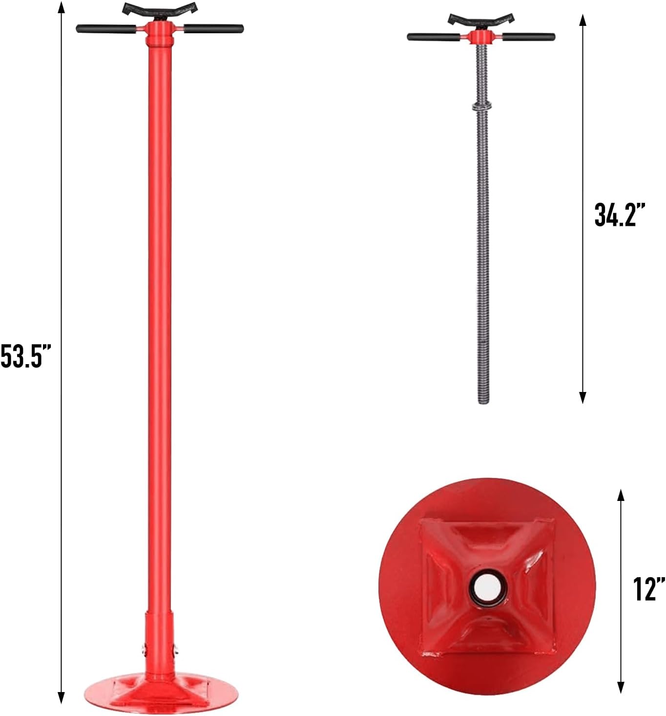 Underhoist Support Stand 1500lbs 0.75 Ton Capacity Pole Jack Heavy Duty Jack Stand Car Support Jack Lifting from 52inch to 75inch Easy Adjustment Round Base Automotive Support
