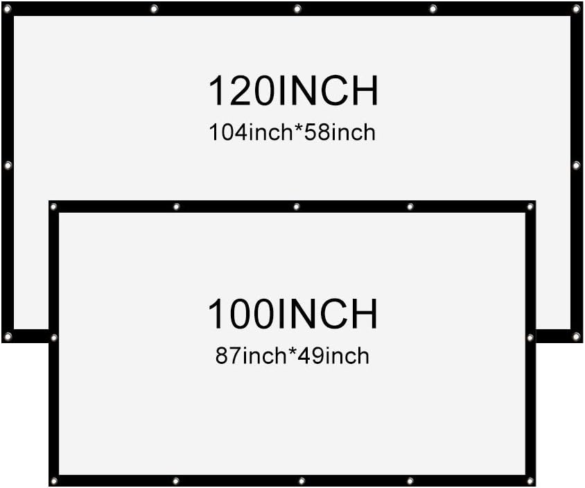 16:9 Portable 120 inch Projector Screen 100 inch Wall Mounted Screen for Projector Home Cinema Outdoors Projection Screen (Size : 120 inch)