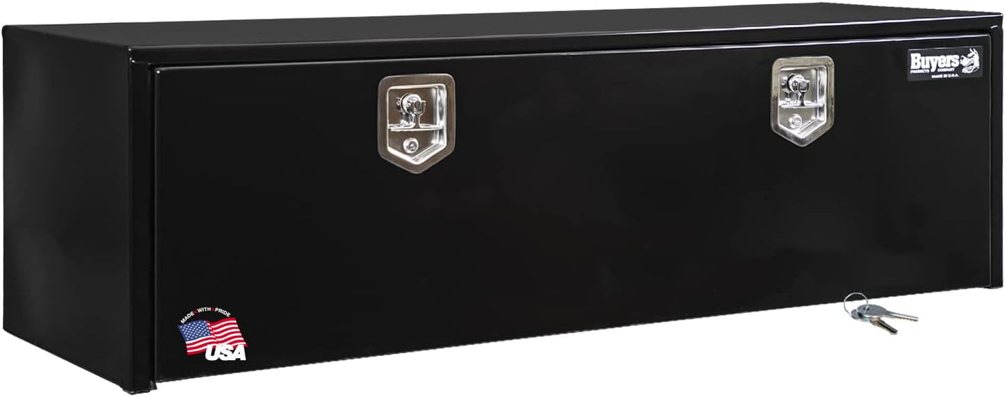 Buyers Products 1702300 Black Steel Underbody Truck Box w/ T-Handle Latch, 18x18x24 Inch, Contractor Toolbox For Organization And Storage, Job Tool Chest