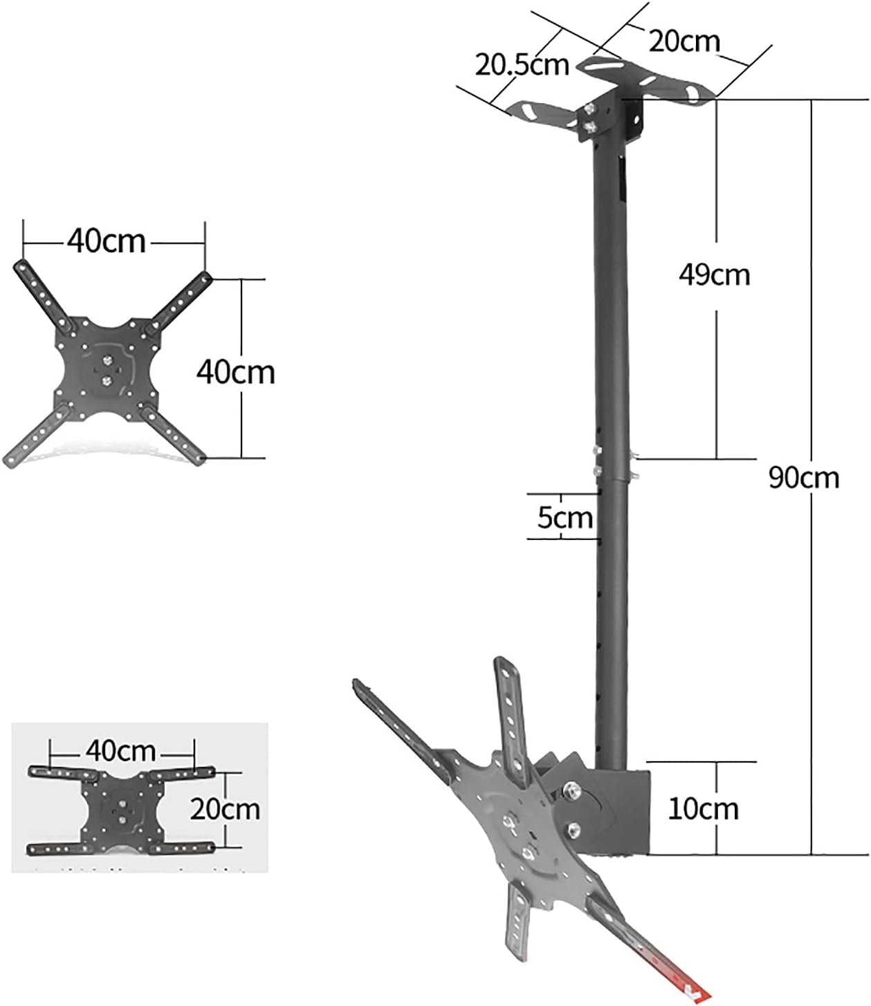 TV Stand,tv Wall Mount Ceiling TV Mount Bracket, Adjustable Height Telescoping Tilt and Swivel, Fits Most 32-55 Inch LED Sn Display