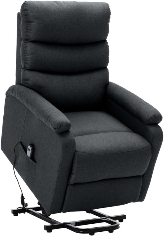 "vidaXL Dark Gray Fabric Stand-Up Chair - Power Lift Recliner with 3 Position Adjustment - Wide Armrests, Durable Construction, Ideal for Elderly, Living Room, Lounge, Bedroom"