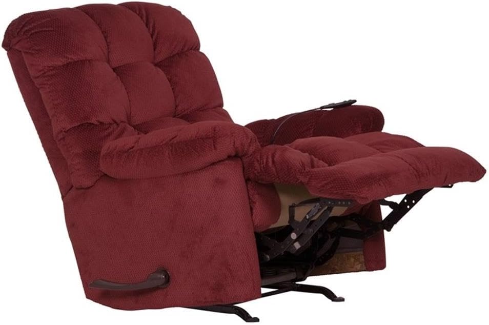 Catnapper Batts Chaise Rocker Recliner with Deluxe Heat & Massage in Red Polyester Fabric
