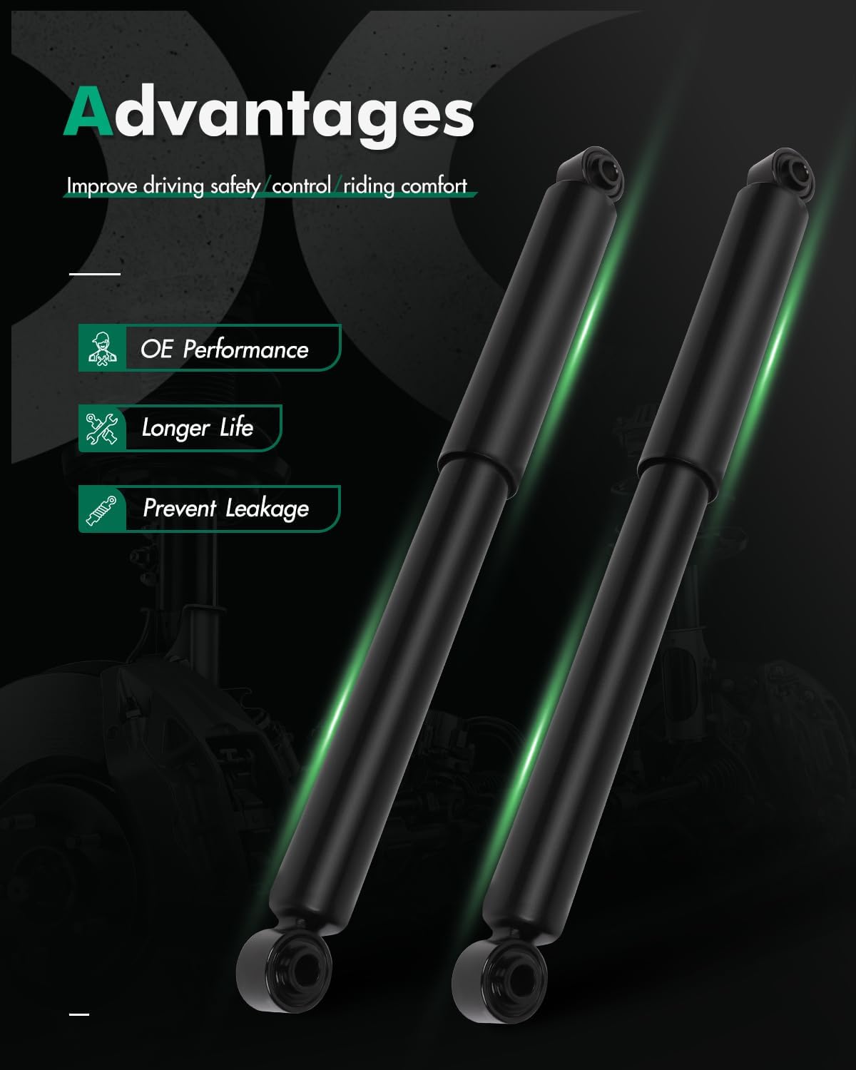 SCITOO - Rear Shock Absorber for Chevy Fits 2000-2006 for Chevy Suburban 1500,2000-2006 for Chevy Tahoe for GMC Yukon for GMC Yukon XL 1500 for GMC Yukon XL 2500 Shocks 344384 Struts - 2Pc Set