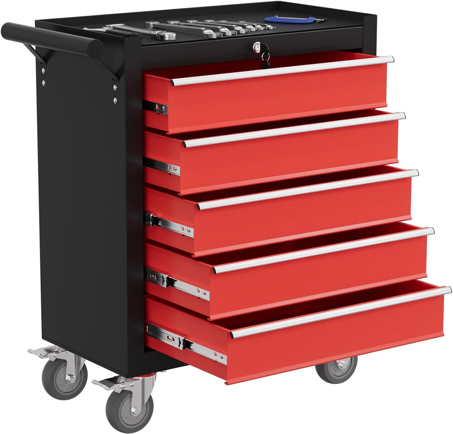 7-Drawer Rolling Tool Chest with Wheels, High Capacity Tool Box with Drawers, Metal Tool Storage Cabinet with Interlock System for Garage, Warehouse and Repair Shopp, Blue