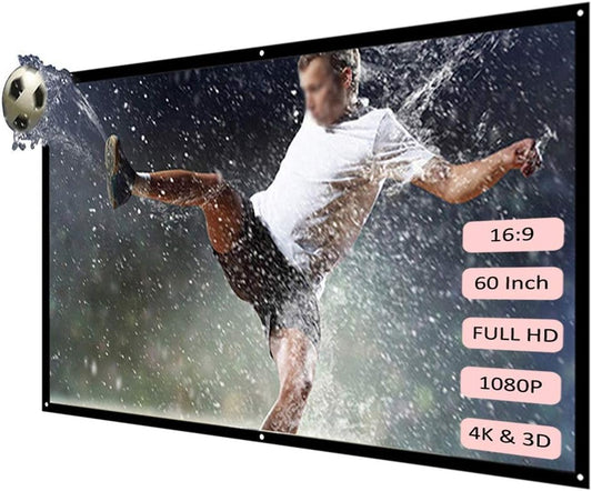 60/72/84/100/120 Inch Projector Screen 16:9 White Dacron Diagonal Video Projection Screen Wall Mounted for Home Theater Movie(60 inch)