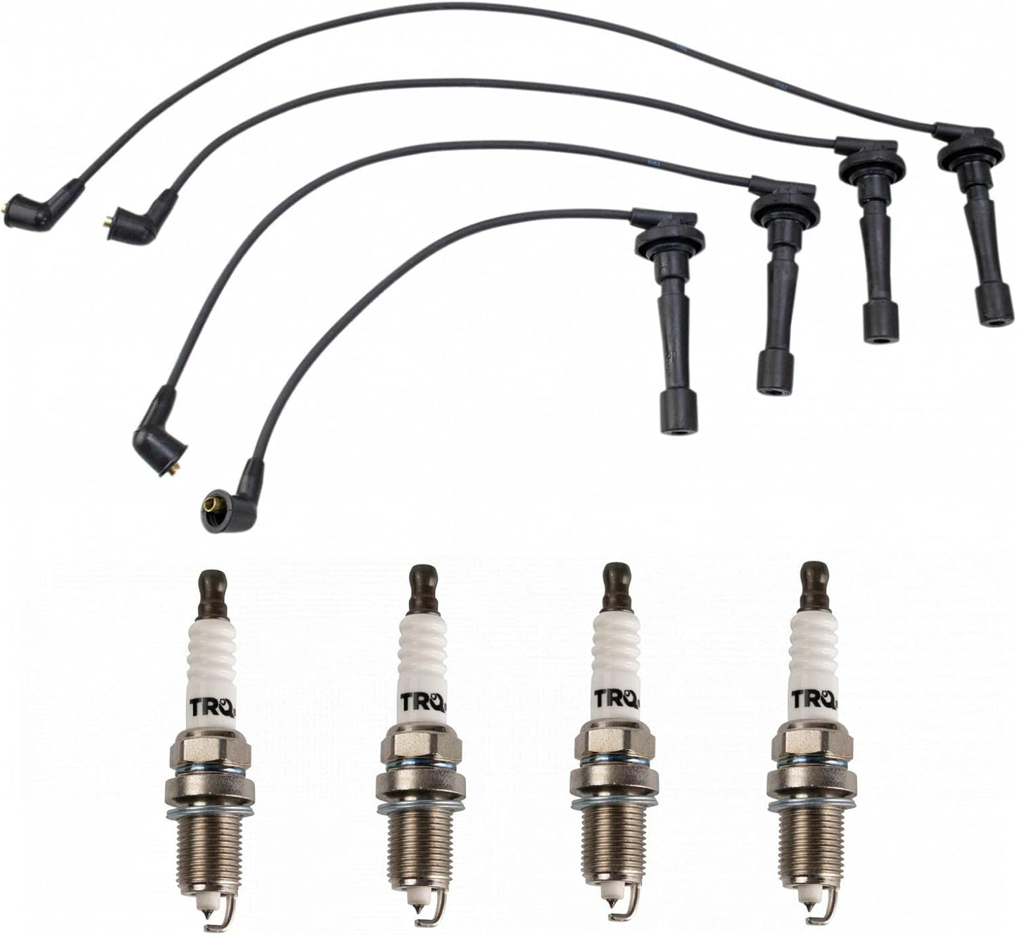 TRQ Ignition Kit Spark Plugs Wire Set Compatible with 2011-2019 Ford Fiesta