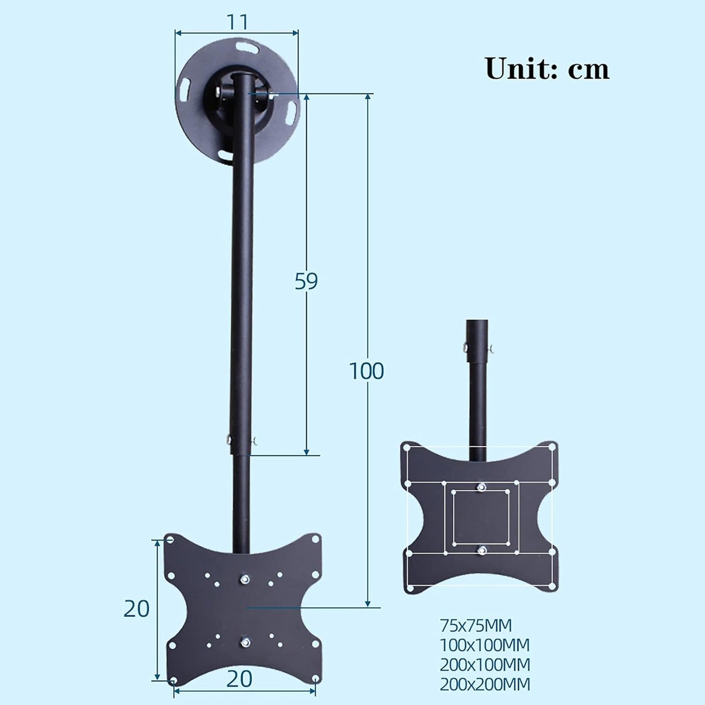 TV Stand,tv Wall Mount Universal TV Ceiling Mount, Ceiling TV Mount Bracket for 13-37 Inch Flat Sn TVs, with Loading 132 Lbs, Max VESA 200x200mm (2.5m)