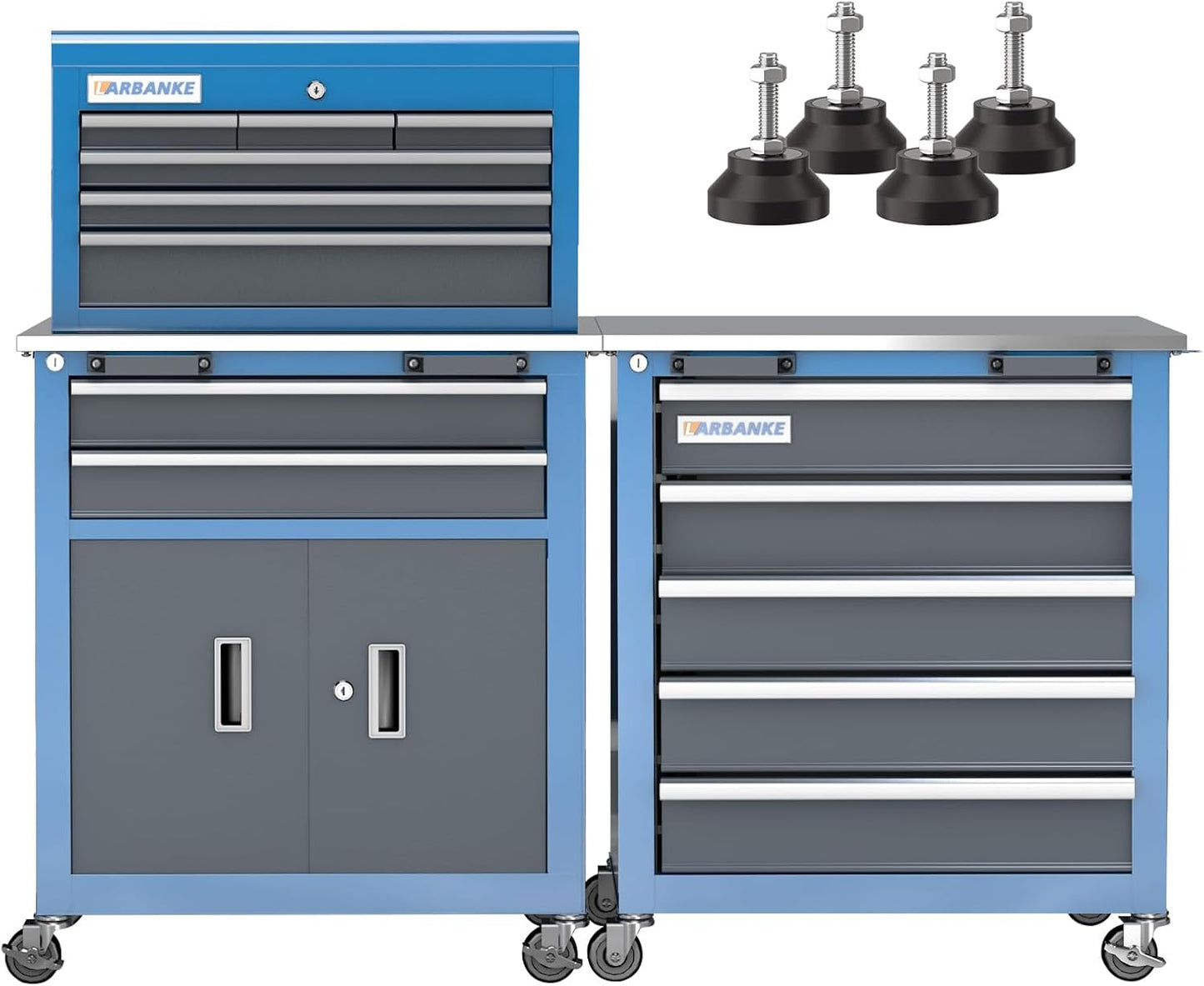 7-Drawer Rolling Tool Chest with 360°Wheels and Padded Feet,Tool Chest with Stainless Steel Countertop,Tool Cabinet with Secure Locking System,for Home, Garage and Office