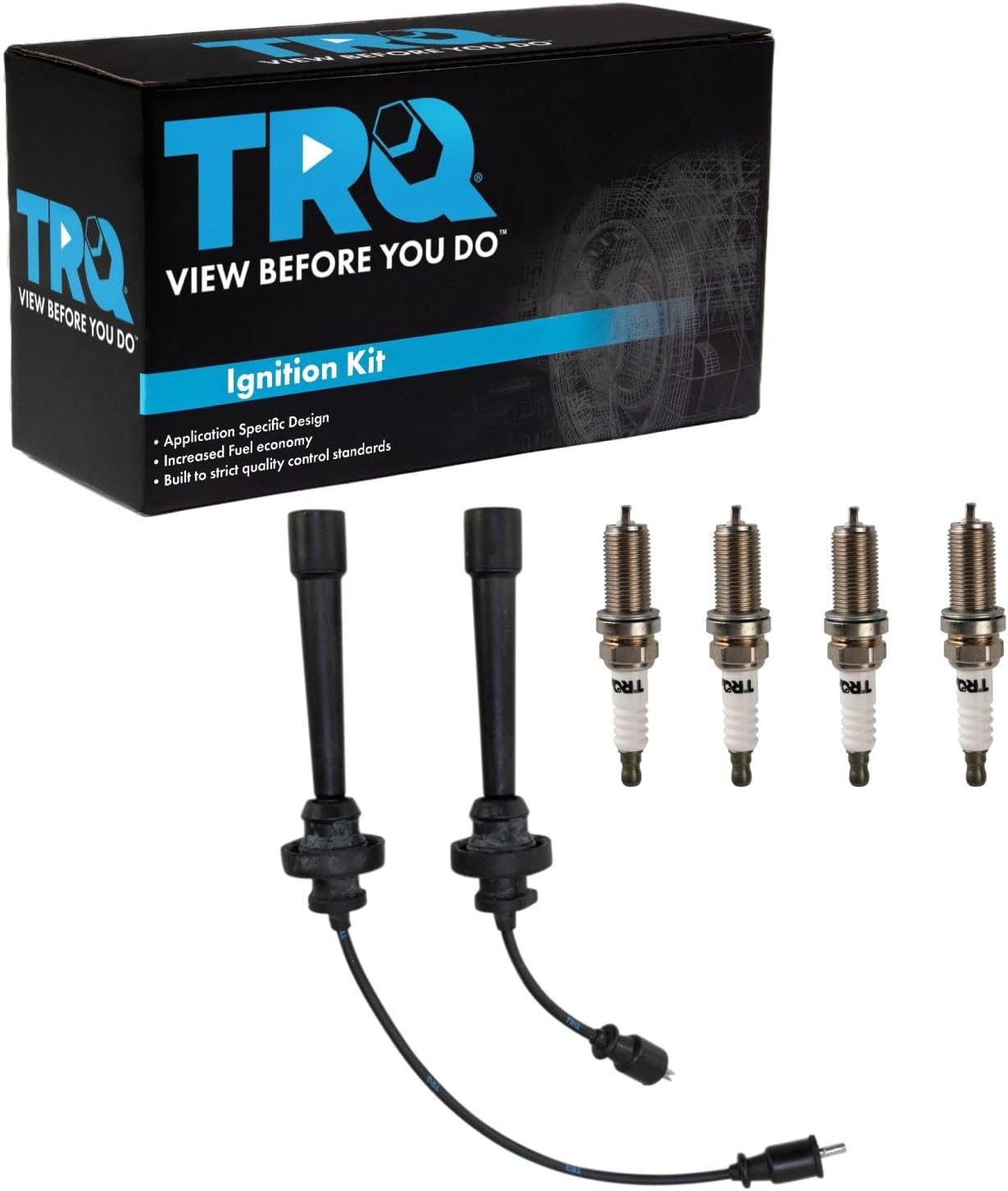 TRQ Ignition Kit Spark Plugs Wire Set Compatible with 2011-2019 Ford Fiesta