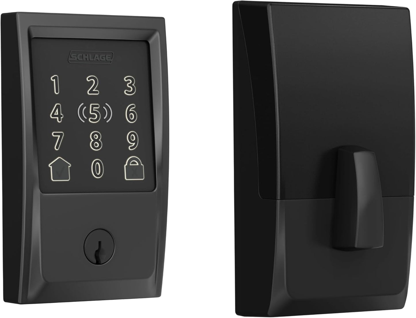 Schlage Encode Plus Smart Wi-Fi Lock for Front Door, Keyless Entry Deadbolt, Unlock with Apple Watch, Built-in WiFi and App Control, Easy Install, Alexa & Apple HomeKit Compatible, Matte Black