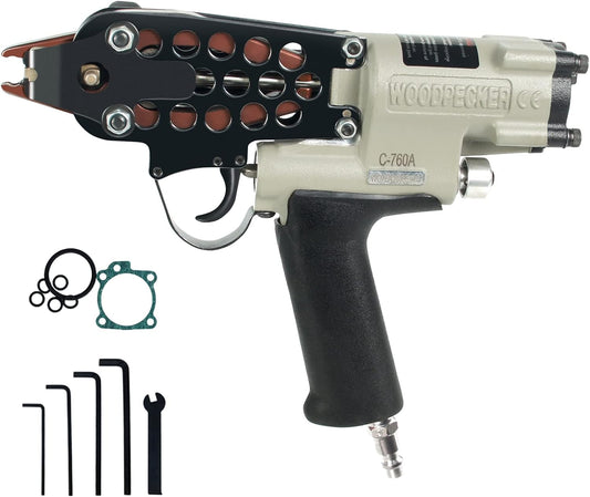 Woodpecker C-760A 16 Gauge 1/2-Inch 3.0-4.8mm Closure DiameterC Ring Piler Pneumatic C Ring Tool Hog Ring Plier C Ring Gun for Mattress