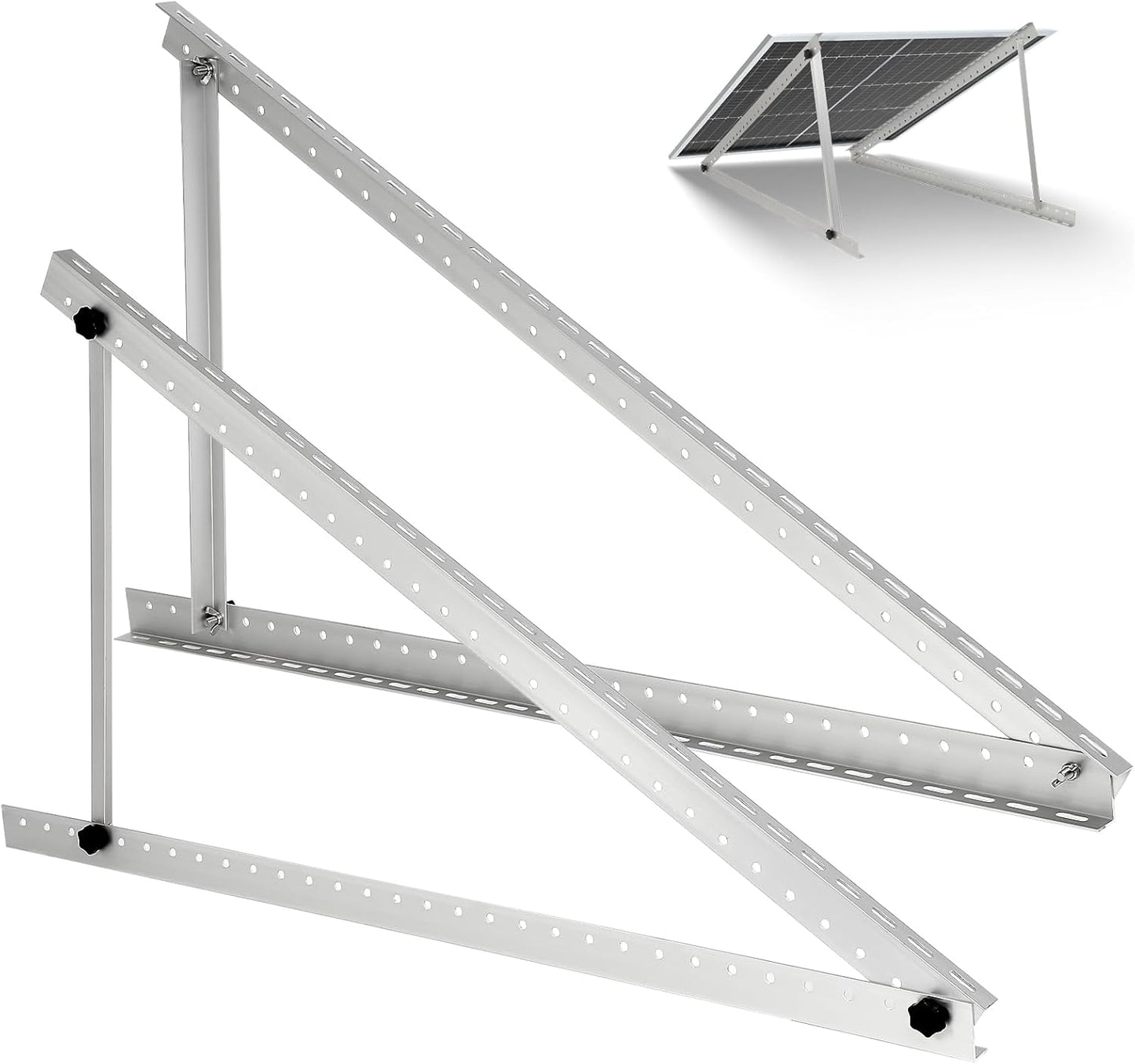 2 Sets Solar Panel Tilt Mount Brackets, 14-27IN Adjustable Solar Panel Rack, Support up to 100-450 Watt Mounting Bracket Set, Portable Stand for Roof RV Boat