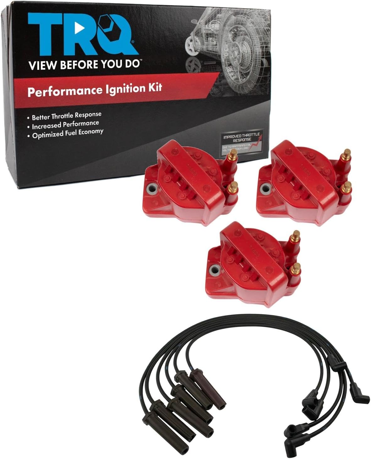 TRQ Ignition Kit Ignition Coil Spark Plugs Wire Set Compatible with 2005-2009 Buick LaCrosse 2007-2008 Lucerne 1999-2004 Regal 2000-2005 Chevrolet Impala Monte Carlo 1999-2008 Pontiac Grand Prix
