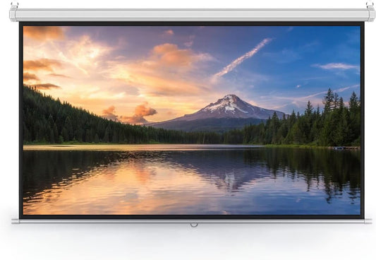 4:3/16:9 HD Retractable Wall Mounted Ceiling Projection Screen, Manual Pull Down Projectors Screen with Auto Lock, for Home Theater Conferences Presentations (60inch 16:9