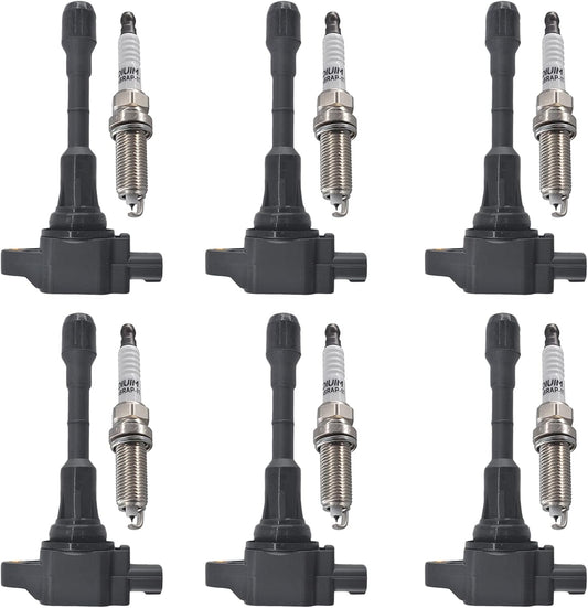 Set of 6 Iridium Spark Plug and 6 Ignition Coil Pack Compatible with Nissan Infiniti Maxima Murano Pathfinder Quest Altima Q50 QX60 FX35 370Z Q70 G37 QX50 QX70 V6 Replacement for UF550